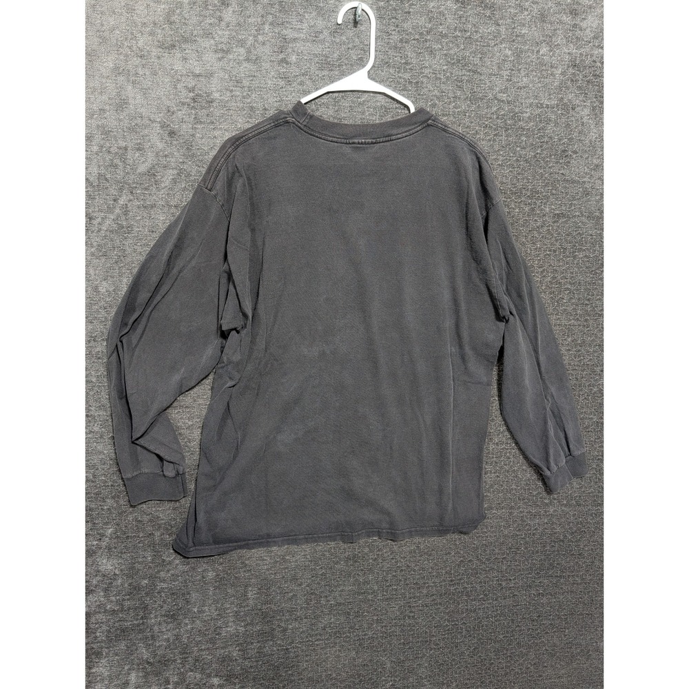 Nike Long Sleeve T-Shirt Faded Black Yellow Embroidered Logo Mens Large 1465 - Picture 2 of 7